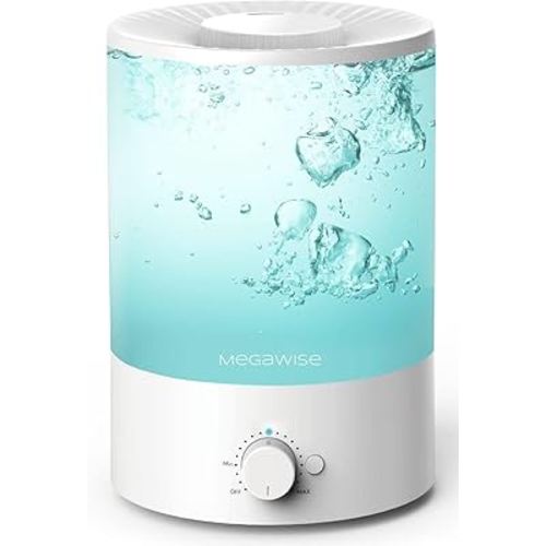 MEGAWISE 3.5L Cool Mist Humidifier – Ultra-Quiet Ultrasonic Vaporizer with Top-Fill Design, Essential Oil Diffuser, 7-Color Night Light & Auto Shut-Off