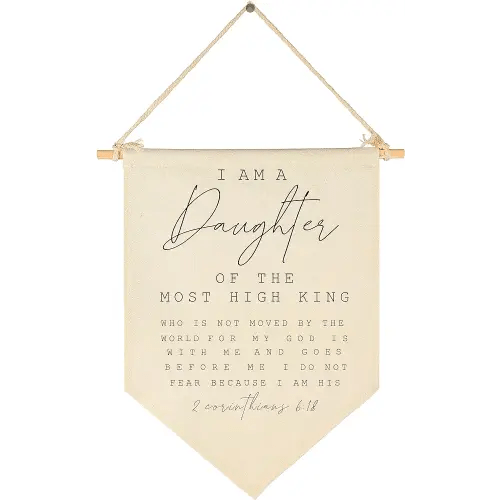 I Am The Daughter Of the Most High King-Scripture Decor-Bible Verse Banner Pennant-Flag Decor Gift For Baby Girlss Newborn Kids-Banner Pennant Wall Sign Gifts For Nursery Baby Room Playroom Bedroom