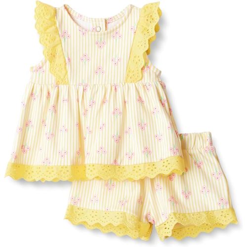 Amazon Essentials x Sofia Grainge Toddlers and Baby Girls' Cotton Eyelet Top & Shorts Play Set, Multipacks