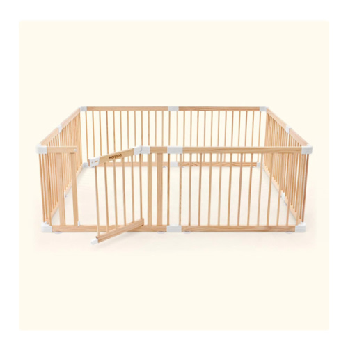 HARPPA Wooden Baby Gate Playpen | Non-Toxic Foldable DIY Adjustable Play Yard for Infants & Toddlers – Natural Finish Baby Fence for Small & Large Spaces