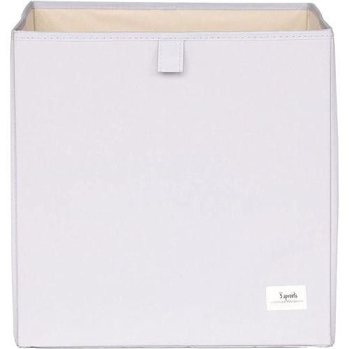3 Sprouts Recycled Fabric Cube Storage Bin - 13 Inch Collapsible Organizer for Cube Shelving Systems, Kids Cubby Bins - Light Gray