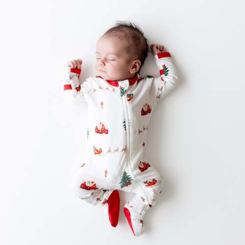 Zippered Footie in Santa Sleigh