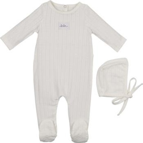 Bebe Pointelle Footie & Hat Set