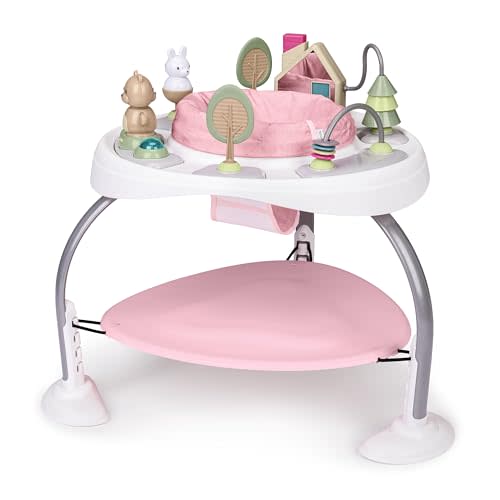 Ingenuity Spring & Sprout 2-in-1 Baby Activity Center Jumper and Table with Infant Toys - Ages 6 Months +, First Forest in Pink