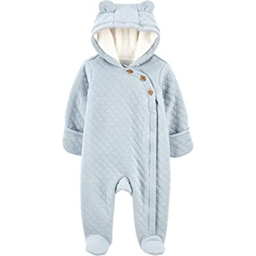 Carter's Baby Girls' Newborn-9M Hooded Quilted Pram Sleep & Play