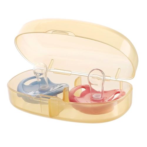 Accmor Pacifier Case, Pacifier Holder Can Storage 2 Pacifiers, Baby Pacifier Holder Case Container for Travel, BPA Free, Brown