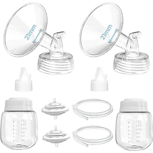 Spectra Replacement Pump Parts Compatible with S1/S2/9 Plus, Not Original Accessories, Flange Inserts Include Flange 21mm, Duckbill Valves, Backflow Protectors, Tubings& Bottles