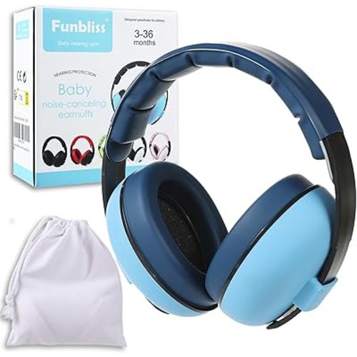 funbliss Baby Ear Protection for Babies and Toddlers for Ages 3 to 36 Months - Noise Reduction Earmuffs - Comfortable Baby Headphones Against Hearing Damage & Improves Sleep -Royal Blue