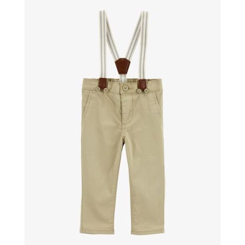 Baby Boy Twill Suspender Pants - Khaki - OshKosh B'gosh | Carter's
