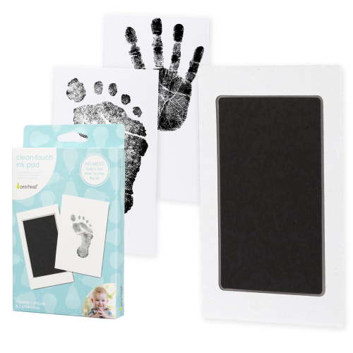 Pearhead Newborn Handprint or Footprint Clean-Touch Ink Pad, 2 Uses, Black