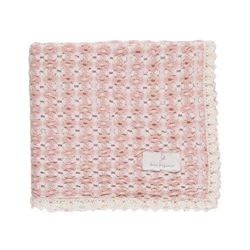 Pink Retro Cotton Crochet Blanket