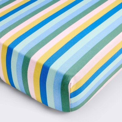 Cotton Fitted Crib Sheet - Stripes - Cloud Island™: 200 Thread Count, Standard Crib/Toddler, 100% Cotton