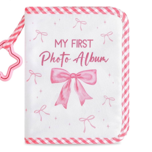 Baby's My First Family Album Soft Photo Cloth Book Pink Bow My First Book of Photos Coquette Bow Baby Memory Album Gift Holds 4x6 Pictures for Babies Newborn Toddler & Kids Baby Shower