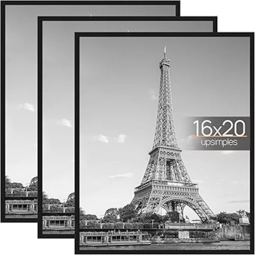 upsimples 16x20 Poster Frame, Easy Slide-In Assembly, Black, 3 Pack