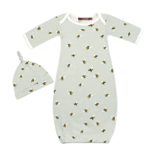 Bumblebee Bamboo Newborn Gown & Hat Set - Milkbarn Kids Sleepwear | Maisonette
