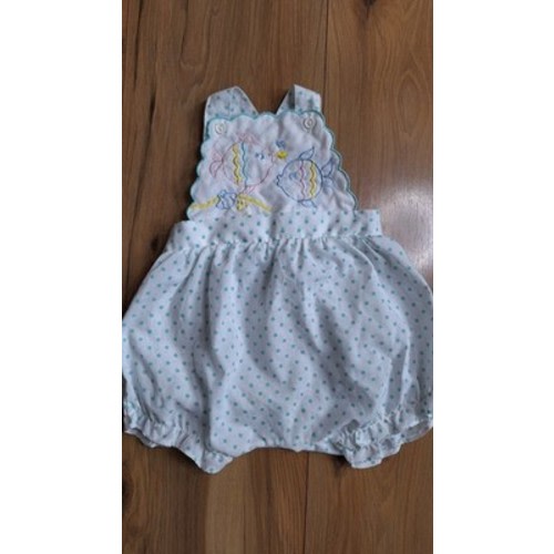 Vintage 80s Healthtex Bubble Romper Embroidered Fish Newborn