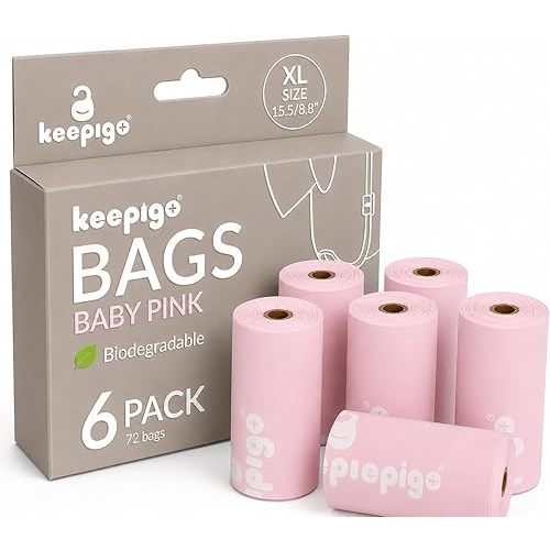 Compostable Disposable Diaper Bags | 6 Rolls, 72 Leak-Proof, XL Biodegradable Baby Poop Bags | Eco-Friendly Diaper Trash Bags for Home, Travel, Pet Waste | Odor-Free Essentials for Newborns,