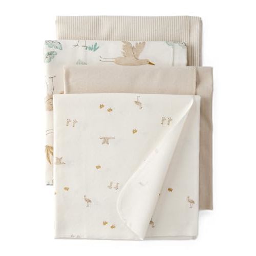 Carter's Baby Unisex Receiving Blankets 4-Pack, Soft Breathable Cotton Swaddle & Stroller Covers Lightweight Nursery Essentials 40” x 30" (Neutral/Ivory)