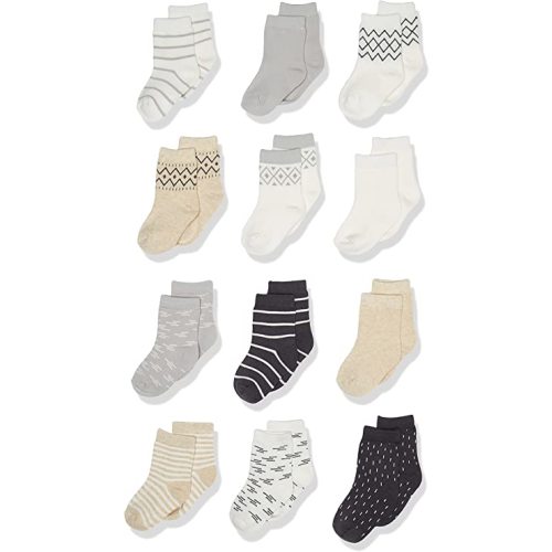Touched by Nature Unisex Baby Organic Cotton Socks - 0-6 Months - Modern Neutral