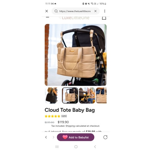 Cloud Tote Baby Bag- Beige