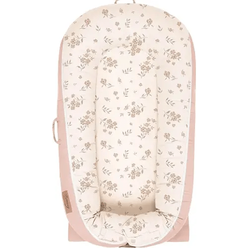 Konssy 100% Cotton Baby Lounger Cover Fits DockATot Deluxe+, Cover Only | Soft & Breathable, Easy Installation with Two-Way Zipper & Snap Buttons, Replacement Slipcover for Baby Nest (Blossom)