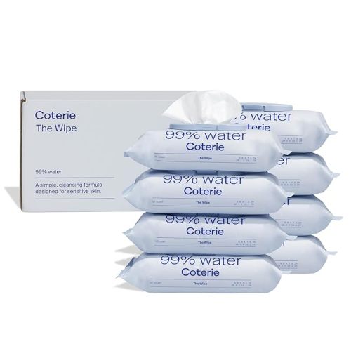 Coterie Baby Wipes, 8 Pack, 448 Count, Unscented Wipes, 99% Purified Water, Plastic-Free & Plant-Derived Fibers, Fragrance Free Hypoallergenic Sensitive Skin Baby Essentials, Clean Ingredients