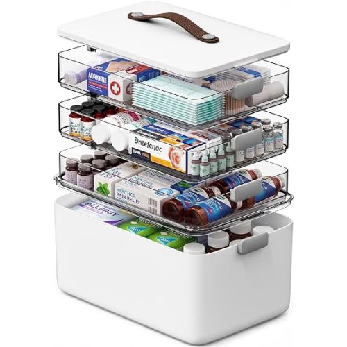 Spreezy 4-Tier Medicine Cabinet Organizer for First Aid, Craft, Art, Sewing