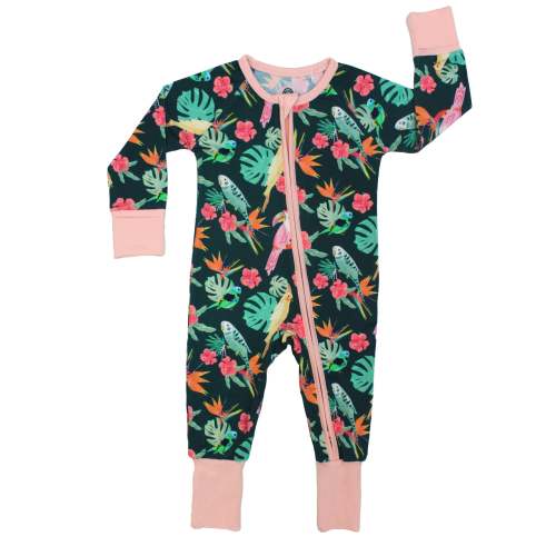 Isla Botánica Tropical Birds Bamboo Convertible Footie Romper