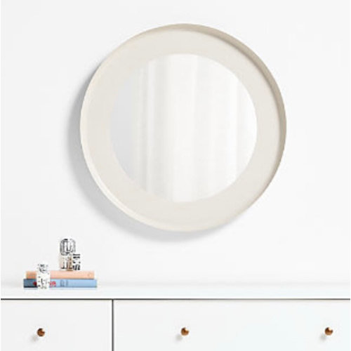 Nello Cream Metal 24" Round Wall Mirror