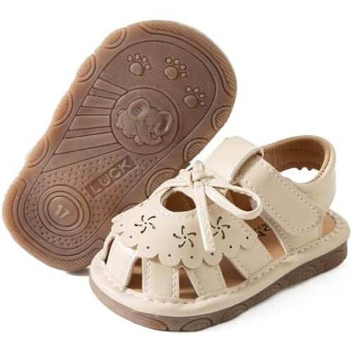 Jastore Infant Baby Girls Boys Squeaky Sandals Summer Bowknot Newborn Crib Shoes First Walkers Prewalkers Shoes