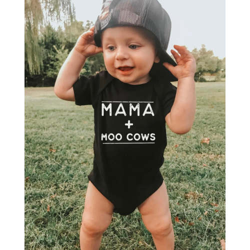Mama + moo cows baby onesie