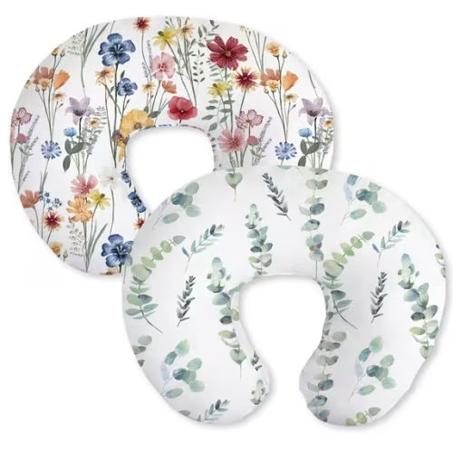 Little Grape Land Nursing Pillow Covers 2-Pack, Soft Breathable Replacement Slipcovers for Standard Feeding & Breastfeeding Pillows, Easy Care for Baby Boys Girls, Leaf