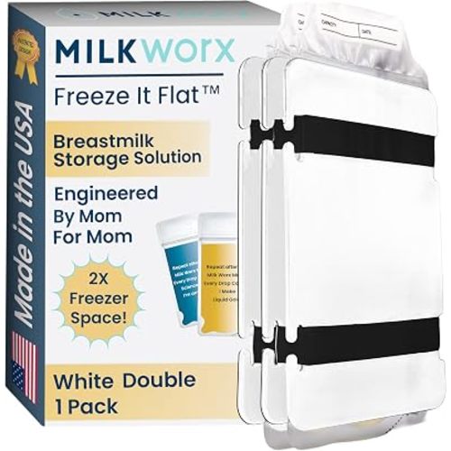 Freeze It Flat Breastmilk Freezer Storage System - Space-Saving Organizer for Breast Milk Storage Bags - Freezer Organization Made in USA (White, Double 1-pk)