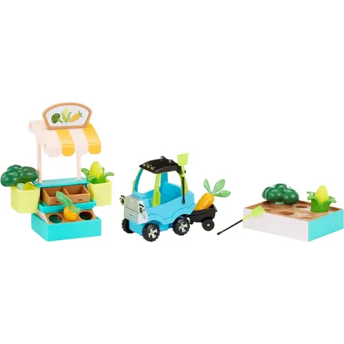 Little Tikes Let’s Go Cozy Coupe Farmers Market Playset with Push and Play Vehicle for Tabletop or Floor Car Fun for Toddlers, Boys, Girls 3+ Years