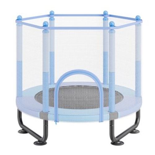 VEVOR 60" Kids Trampoline, 5FT Indoor Outdoor Trampoline with Safety Enclosure Net and Basketball Hoop, Gifts Toys for 3+ Years Children, Blue
