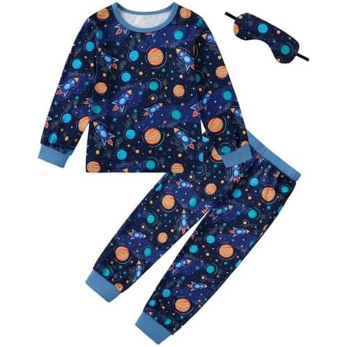 CARETOO Toddler Baby Boy Pajamas Set Kids Sleepwear 2 Pcs Pjs Long Sleeve Top and Pants for 2-7 Years