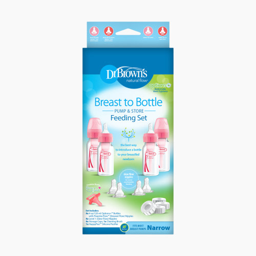 Dr. Brown's Options+ Narrow Breast To Bottle Slow Flow Set - Pink, 4oz