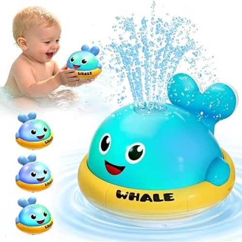 Whale Bath Toys, Toddler Pool Toys for 1 2 3 Year Old Boy, Light Up Baby Bath Toys for Kids Ages 1-3, Bathtub Fountain Water Toys for Toddlers Girl & Boy Gifts