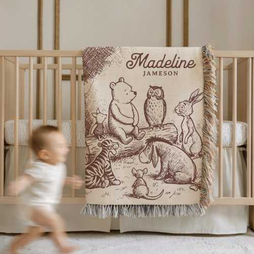 Custom Winnie the Pooh Baby Blanket Personalized Name Baby Gift Soft Pooh Nursery Throw Piglet Tigger Eeyore Baby Shower Gift for New Mom