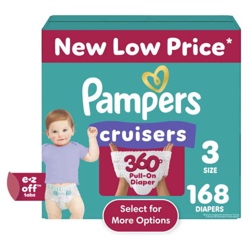 Free Shipping! Pampers Cruisers 360 Pull-On Diapers Size 3 168 Count Leakproof Fit