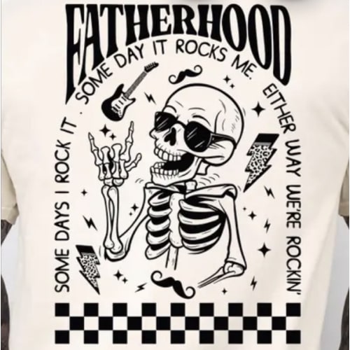Funny Fatherhood Skeleton Shirt for Dad Rock and Roll Hand Tee Cool Retro First Time Dad Shirt 2025 Father’s Day Gift for Husband New Dad
