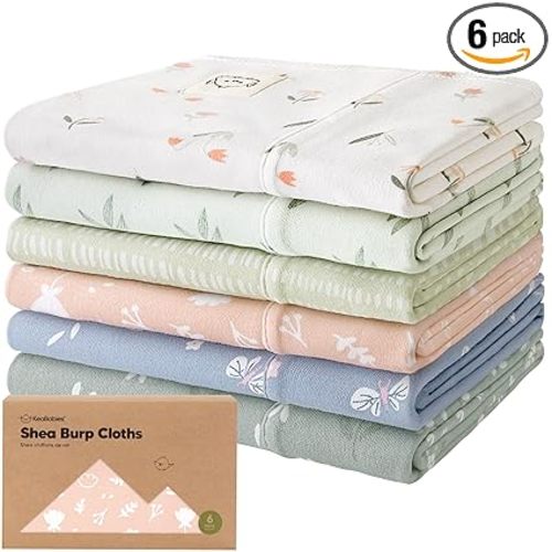 Organic Burp Cloths Baby, 6-Pack 100% Cotton,Machine Washable