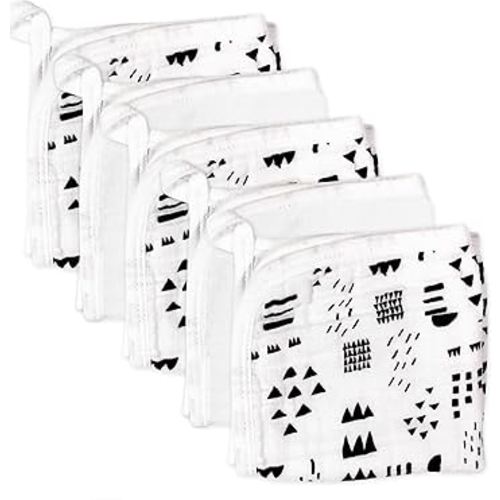 HonestBaby unisex baby Organic Cotton Washcloth Multi-Pack Winter Accessory Set, 5-Pack Pattern Play, One Size US