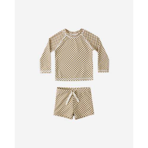 Boys Rashguard Set Ocre Check
