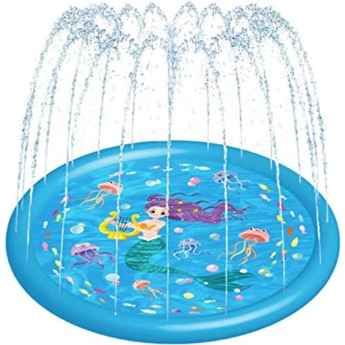 Hitop Kids Sprinklers for Outside, Splash Pad for Toddlers & Baby Pool 3-in-1 60" Water Toys Gifts for 1 2 3 4 5 Year Old Boys Girls Splash Play Mat
