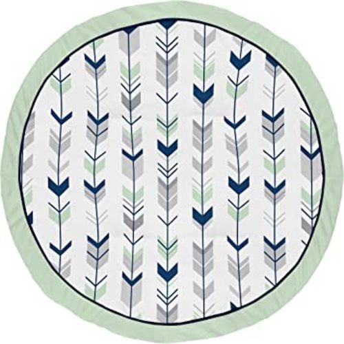 Sweet Jojo Designs Navy Blue, Mint and Grey Woodland Arrow Playmat Tummy Time Baby and Infant Play Mat for Woodsy Collection