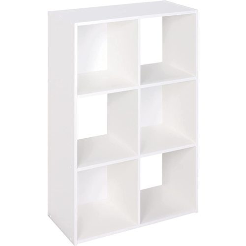 Closetmaid Decorative Home Stackable 6 Cube Cubeicals Organizer Storage Bookcase, with Hardware for Office, Home and Closet, White