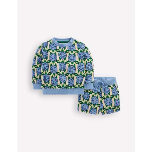 Printed Towelling Play Set - Blue Geo Turtles | Boden USA
