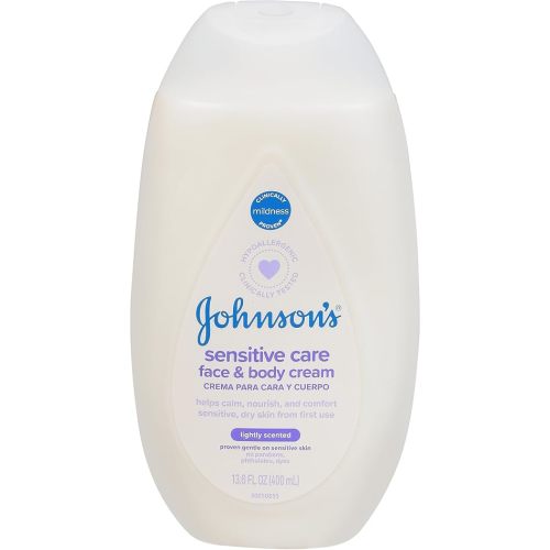 Johnson'S, Sensitive Care Baby Face & Body Cream Lightly Scented, 13.6 Fl Oz