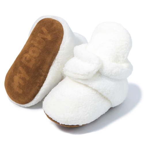 purcolt Unisex Baby Fleece Booties, Newborn Infant Warm Cozy Slippers, Stay On Sock Shoes, Soft Non-Slip Adjustable Boots for Boys and Girls, Unisex Baby Gifts